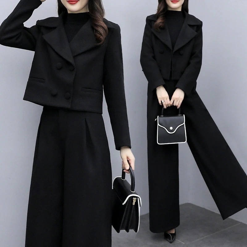 【裕福になる】25の発売セットアップ レデース ワイドパンツ ウール混ん風 ジャケット 上下セット 上品 大人 ゆったり お洒落 通勤 二次会 結婚式 卒業式 30代 40代