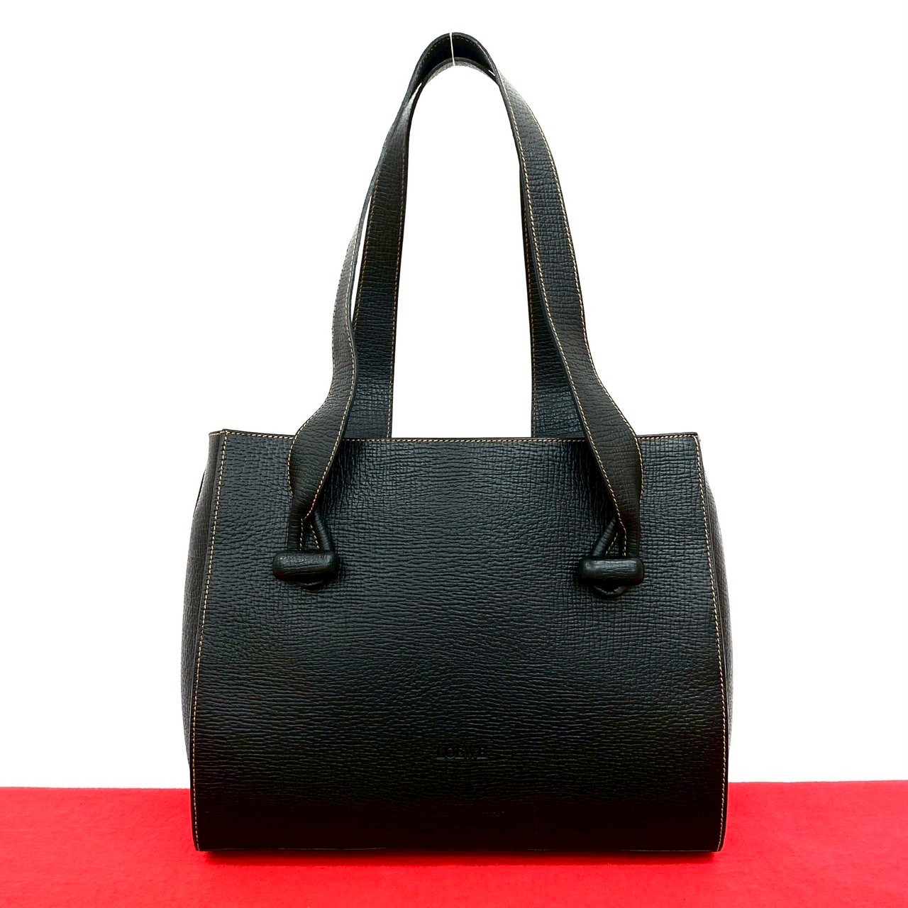 ヴィンテージ エンボス ロゴトートバッグ レザー ブラック 48365