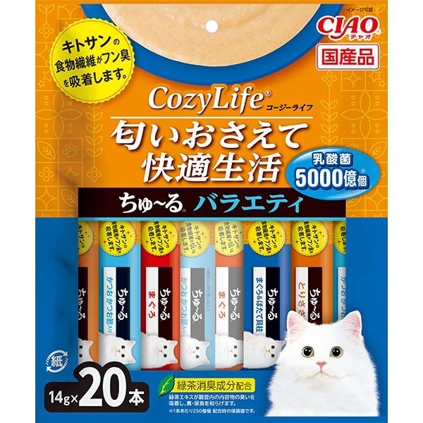 （まとめ買い）いなばペットフード CIAO CozyLife ちゅる バラエティ 14gx20本入 猫用おやつ [x4]