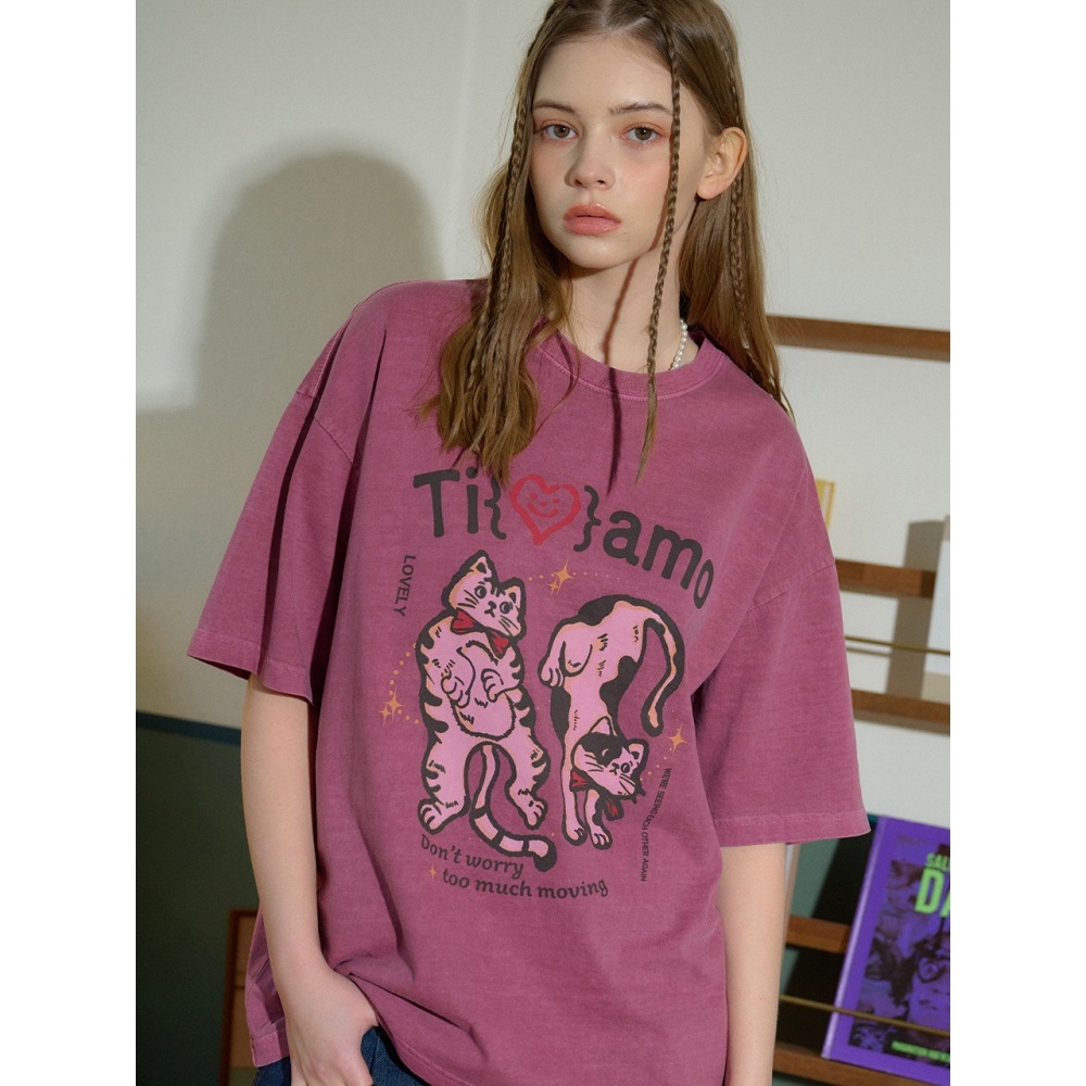 CPGN ティアモラブリーピグメントショートスリーブ T シャツダスティピンク