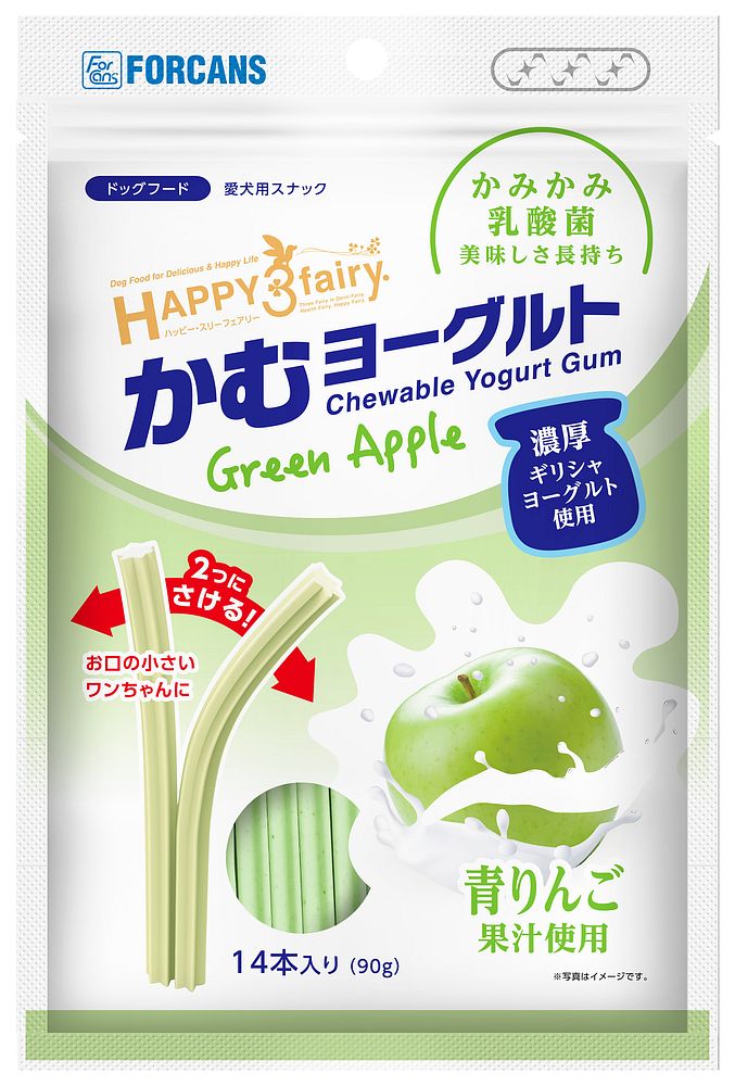 （まとめ買い）フォーキャンス ハッピー/スリーフェアリー かむヨーグルト 青リンゴ 14個入 犬用おやつ [x12]