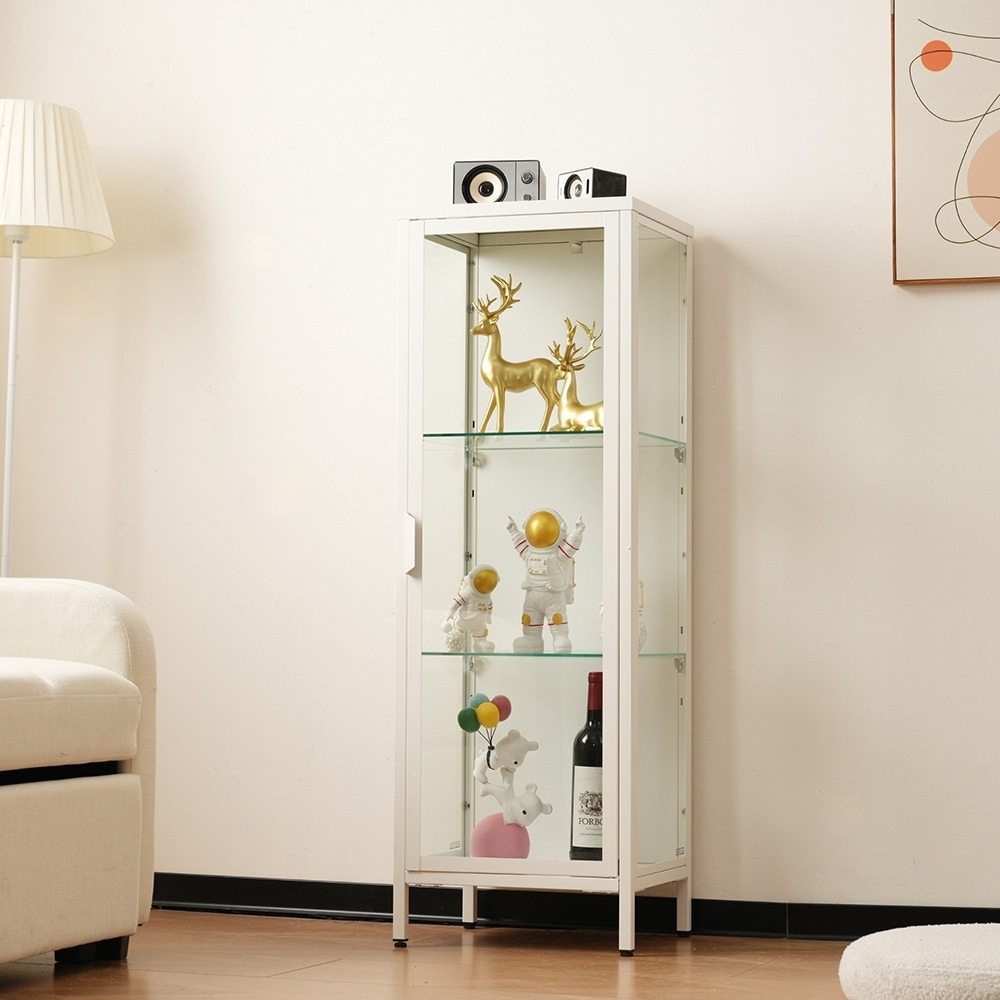 【国内即日発送】コレクションケース コレクションシェルフ ガラスディスプレイキャビネット おしゃれ 棚高さ調節可能 強化ガラス サイズ：幅40*奥行35*高さ120CM ホワイト