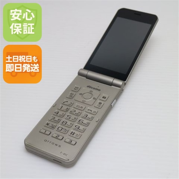 新品同様 arrows ケータイ ベーシック F-41C ゴールド スマホ 白ロム 中古 土日祝発送OK 113