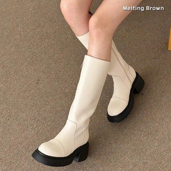 レディース スリムブーツ ジップアップ ロングブーツ MT18