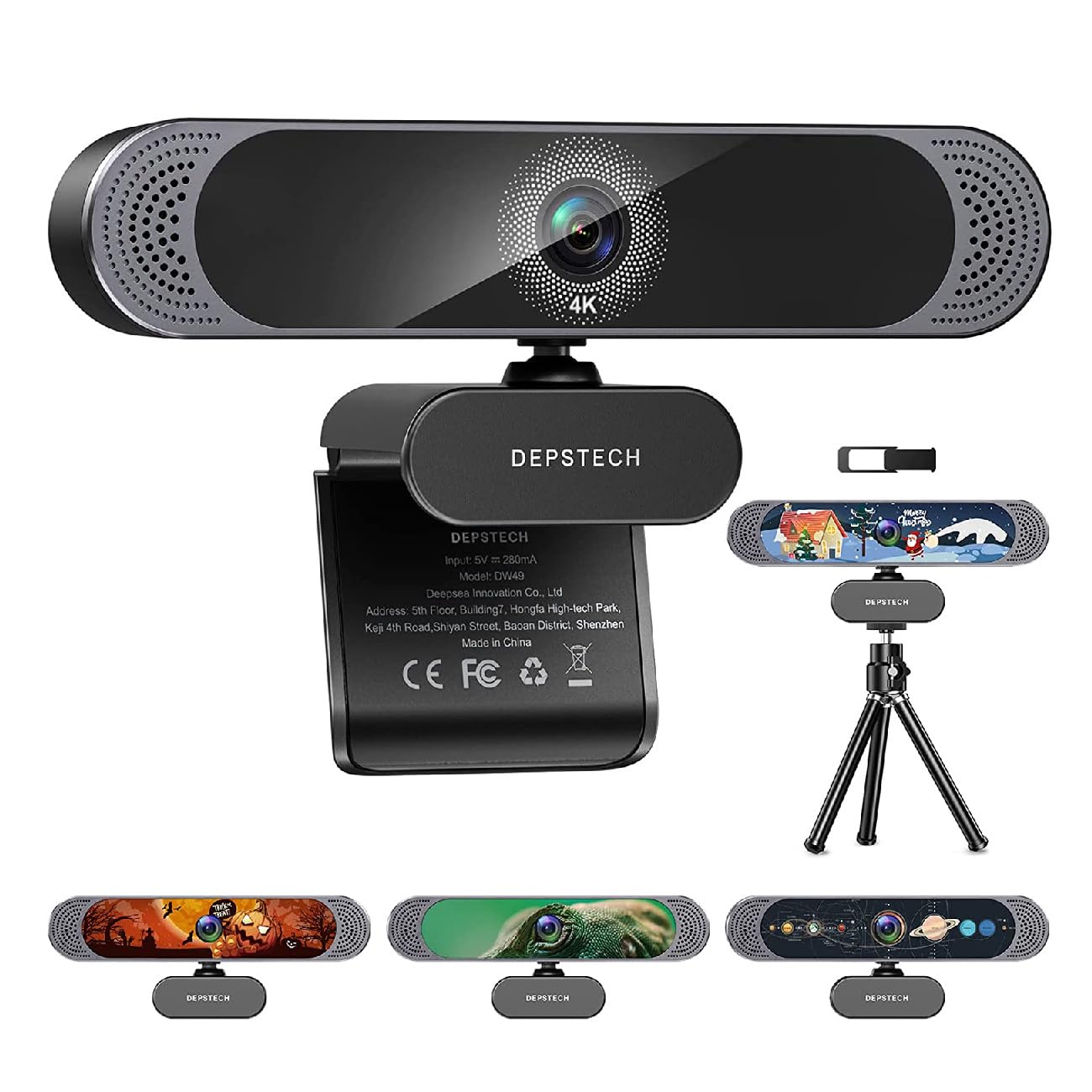 DEPSTECH DW49 Webカメラ 4K オートフォーカス 800万画素 UHD画質 ウェブカメラ デュアルマイク内蔵 自動調光補正 USB接続 ビデオチャット ビデオ会議 生放送 PC MAC