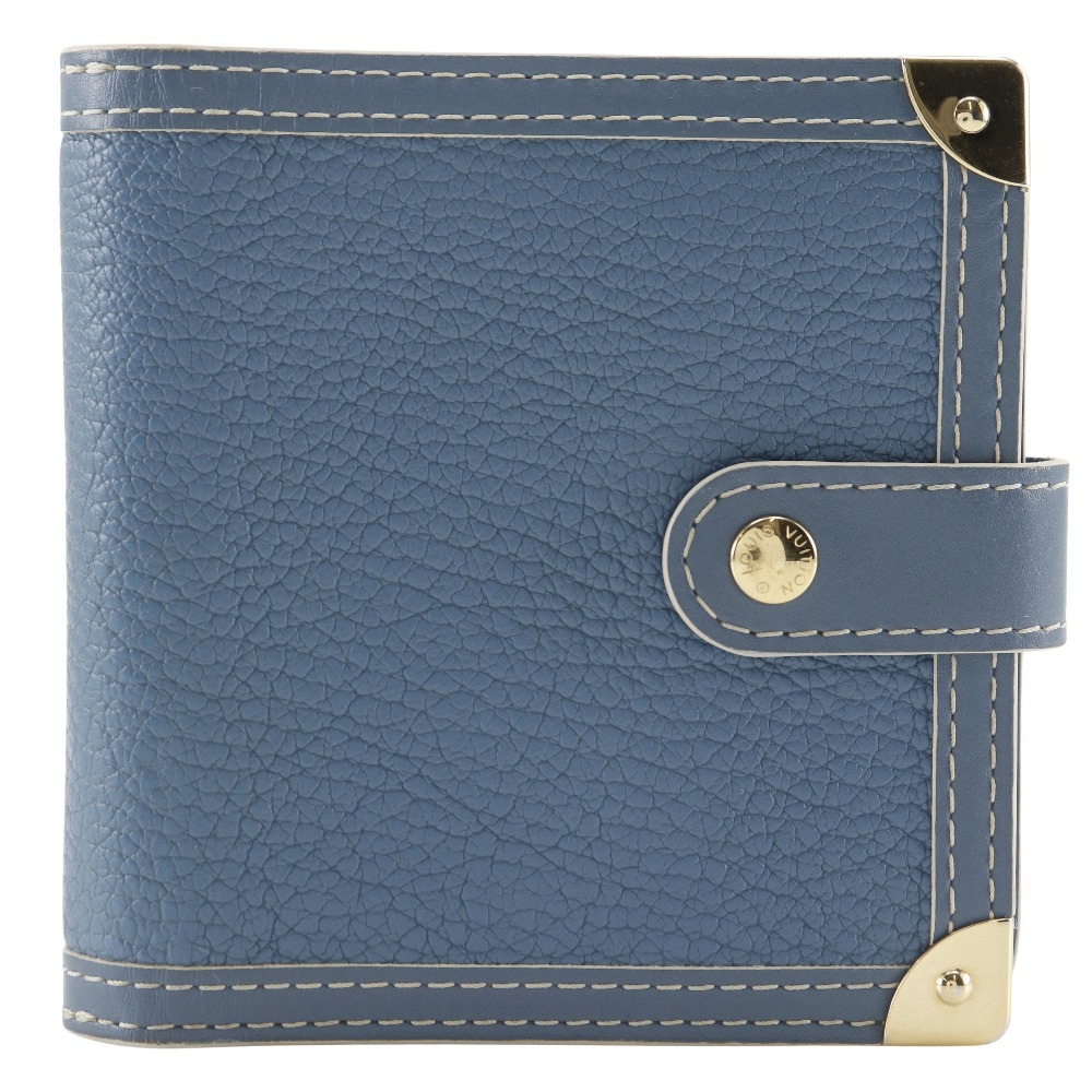 コンパクト・ジップ スハリライン M91829 二つ折り財布 ゴートスキン ブルー MI0045 レディース 中古品 A-ランク