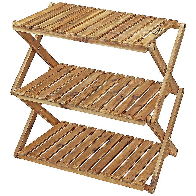 キャプテンスタッグ　アウトドア用品CSクラシックス 木製3段MOVEラック (600)　UP-2581