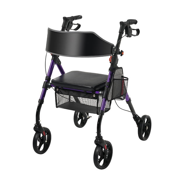 【新品】室外用 座れる歩行車 4輪 折りたたみ パープル Qoo10] 歩行器 歩行車 シルバーカー 室外用 6