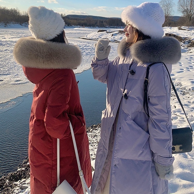 フォックスビッグファー襟レッドダウンジャケットレディースミディアムロング2023冬sサイズ 13,079円