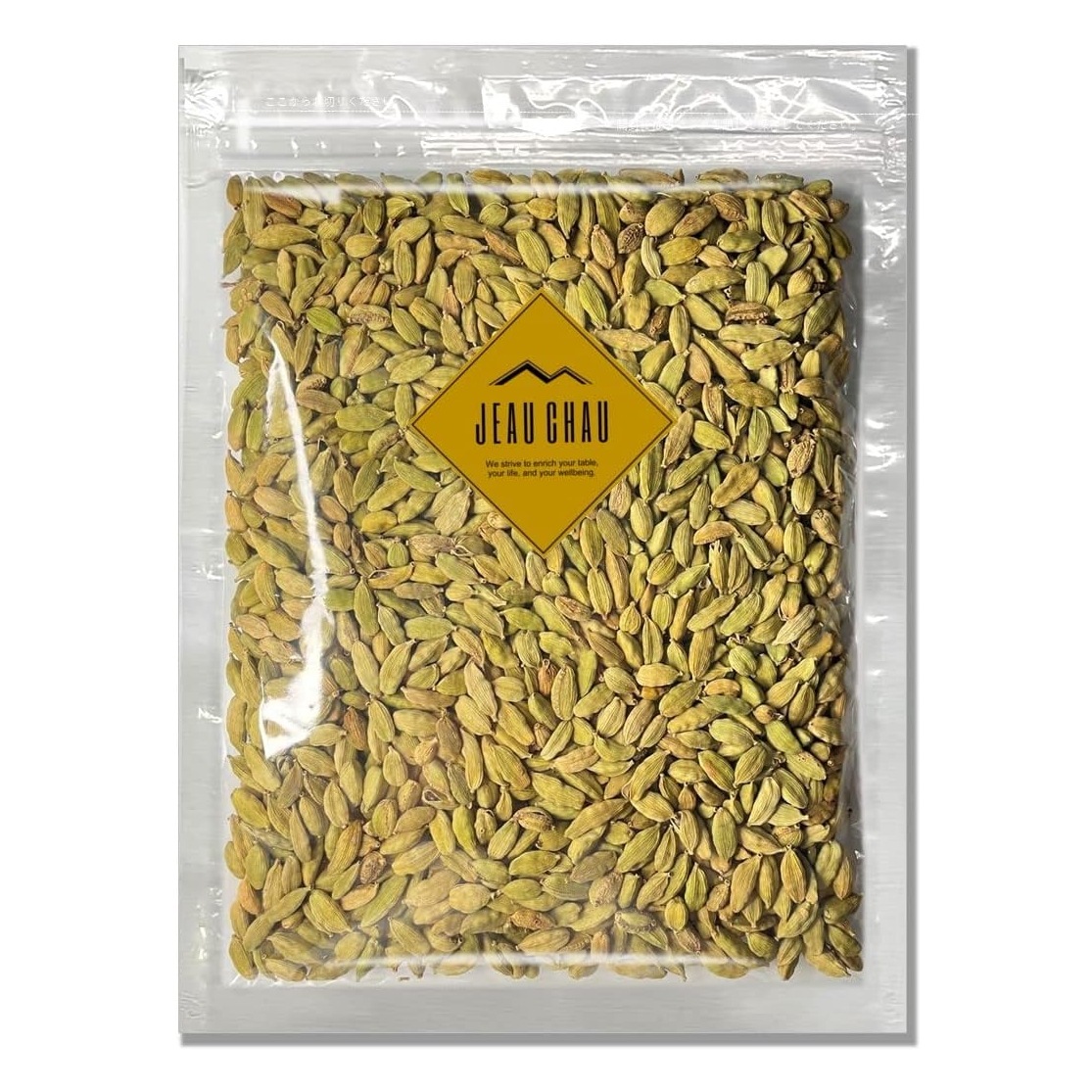 カルダモンシード 500g JEAU CHAU ジョウショー スパイス インド産 カルダモン 選別品 原形 グリーンカルダモン ホール スパイス 香辛料 無添加 業務用