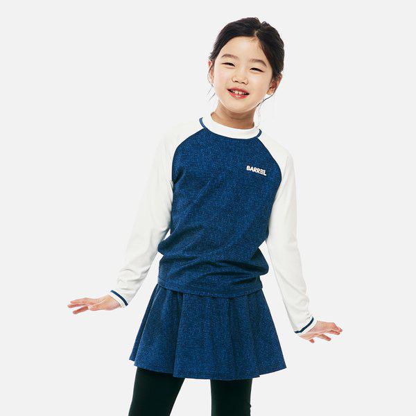 [] キッズ エッセンシャル配色ラッシュガード インディゴブルー (B6SKWRG301IDB)