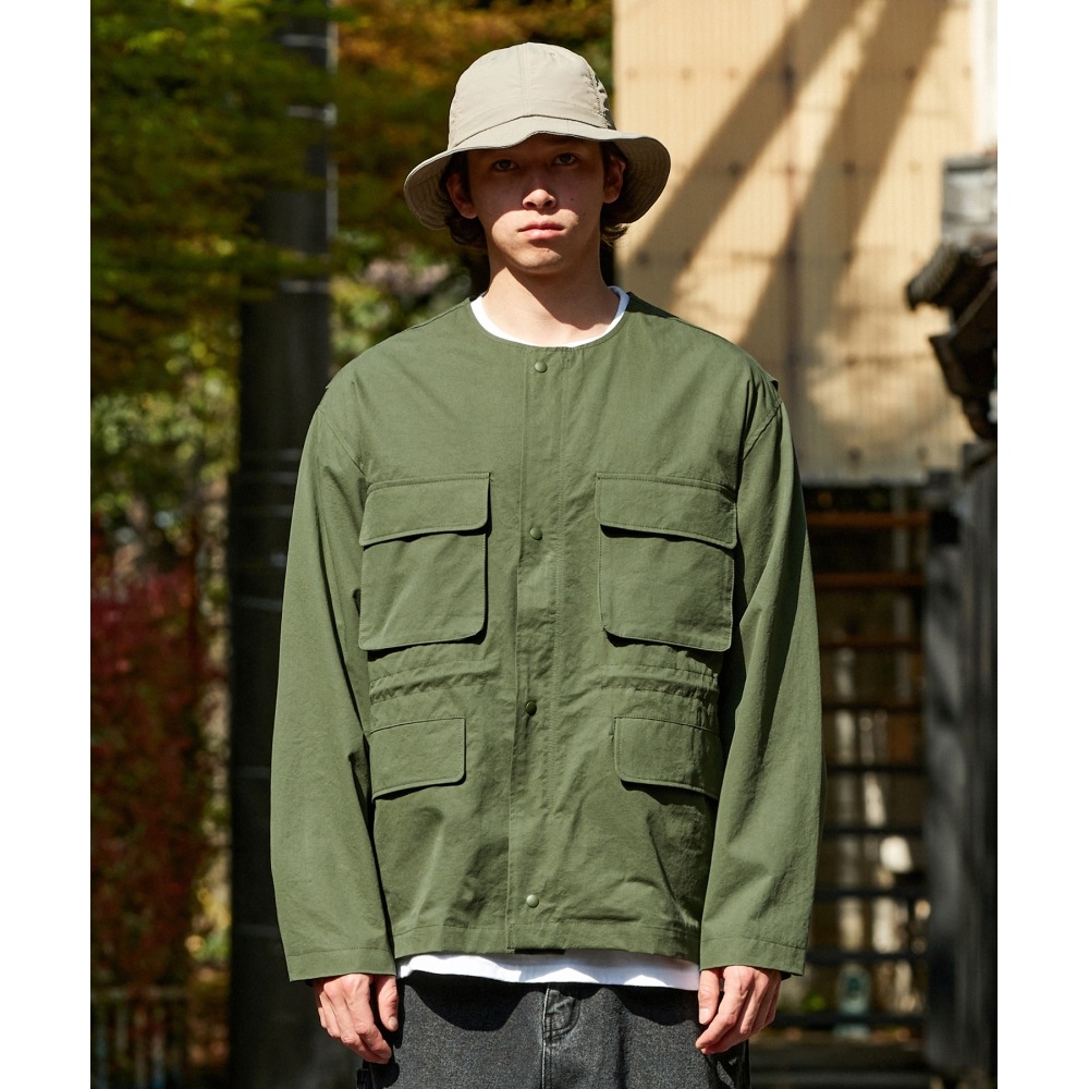MINIMALPROJECTネックレスラウンドピンタックコットンジャケットMJK116 [KHAKI]