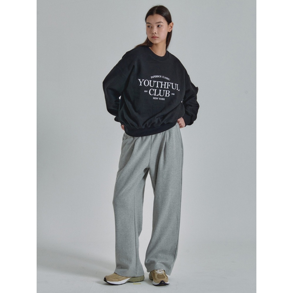 ペーパーボーイピンタックワイドスウェットパンツ 5color