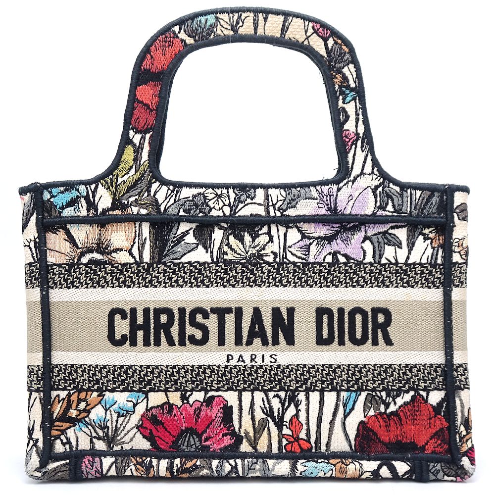 ブックトートミニ ハンドバッグ キャンバス ブラック マルチ/351998【中古】