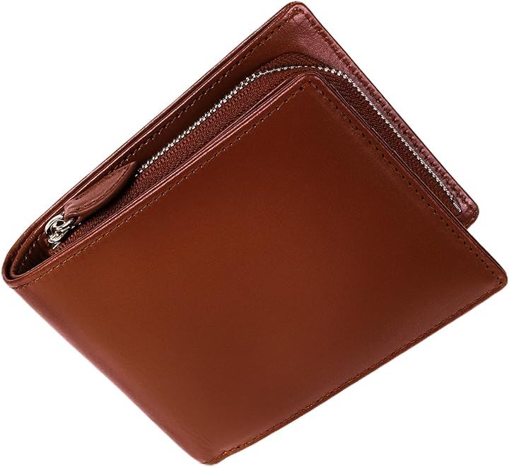 財布 本革 植物タンニンなめし革 札入れ部の内側も牛本革 二つ折り 2つ折り メンズ レディース カード10枚収納 ギフト プレゼント スキミング防止( ブラウン)