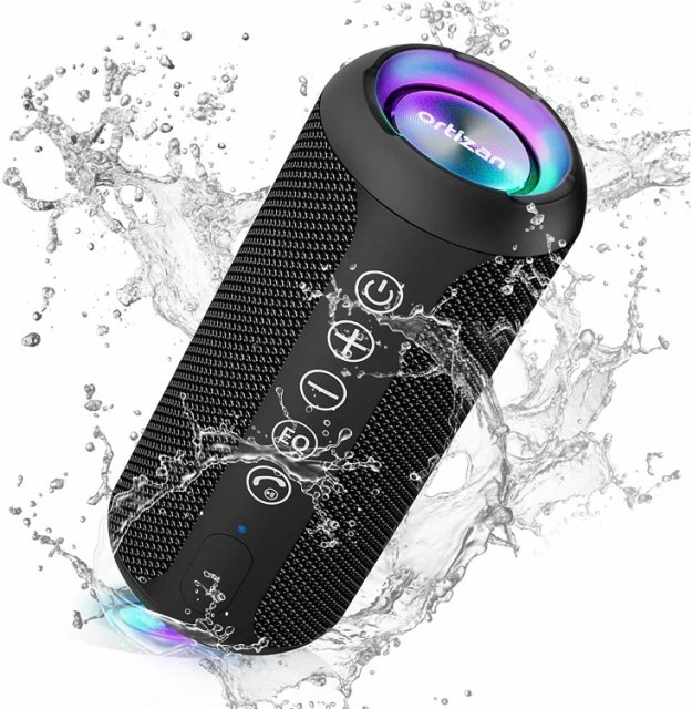 Bluetooth スピーカー 防水 IPX7 ワイヤレス スピーカー お風呂 適用 LEDライト 付き 30時間連続再生 24W出力 小型 重低音 高音質 AAV-220