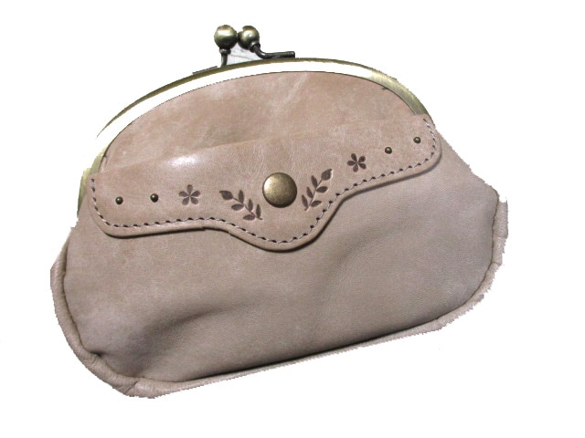 半額 新品 財布 レディース がま口 ミニ財布 フェランド ブランド 本革 牛革 可愛いアンティークデザイン ベージュ