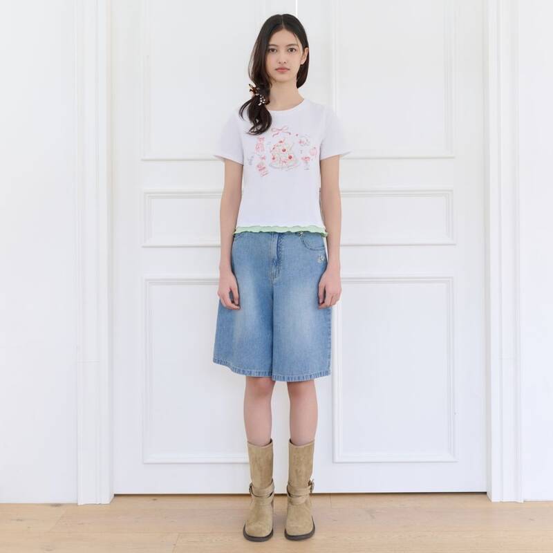 [レディース]裾に配色が入ったレイヤードTシャツ(T264MTS931W)
