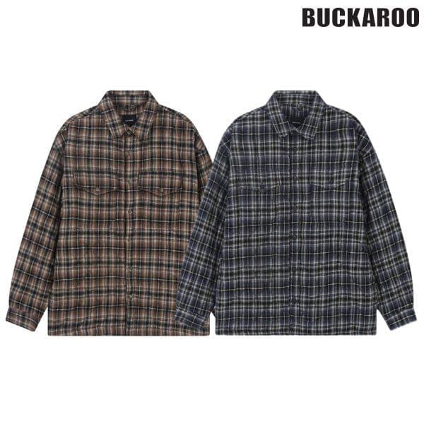 [驪州店] 男性ダイアキルティングパディングチェックシャツジャケット(B244SH350P)
