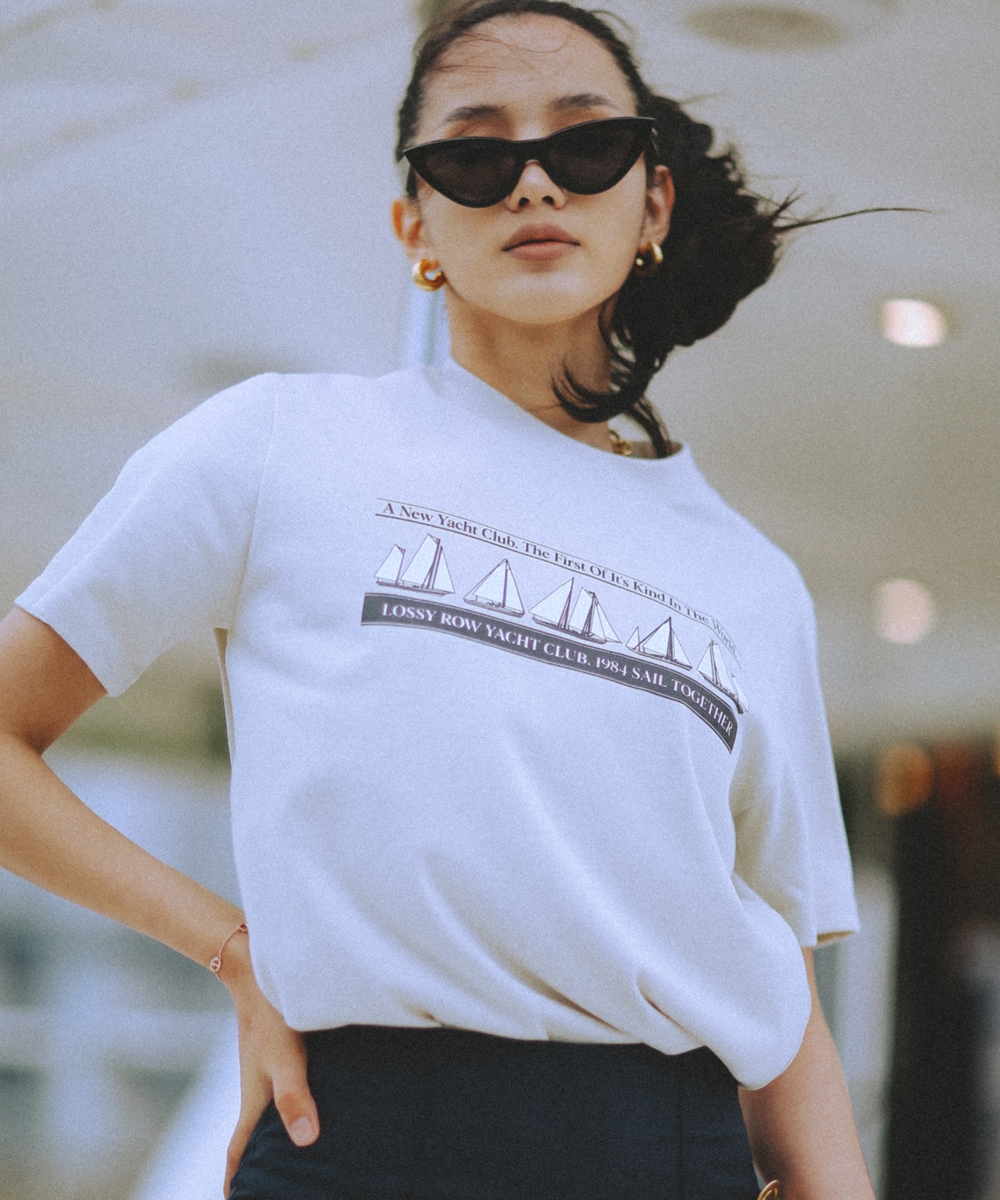 LOSSYROW ヨットクラブハーフスリーブ T シャツベージュ