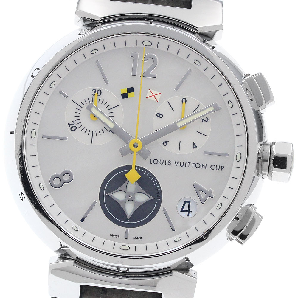 ルイ・ヴィトン LOUIS VUITTON Q11BA タンブール デイト クロノグラフ クォーツ メンズ _956986【中古】