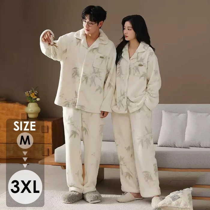 新発売ペア パジャマ 冬 もこもこ 前開き ルームウェア 冬 着ぐるみ 部屋着 セット カップル ペア ルームウェア 長袖 モコモコ メンズ カップル 秋冬 結婚祝い プレゼント 冬 カップル お揃い