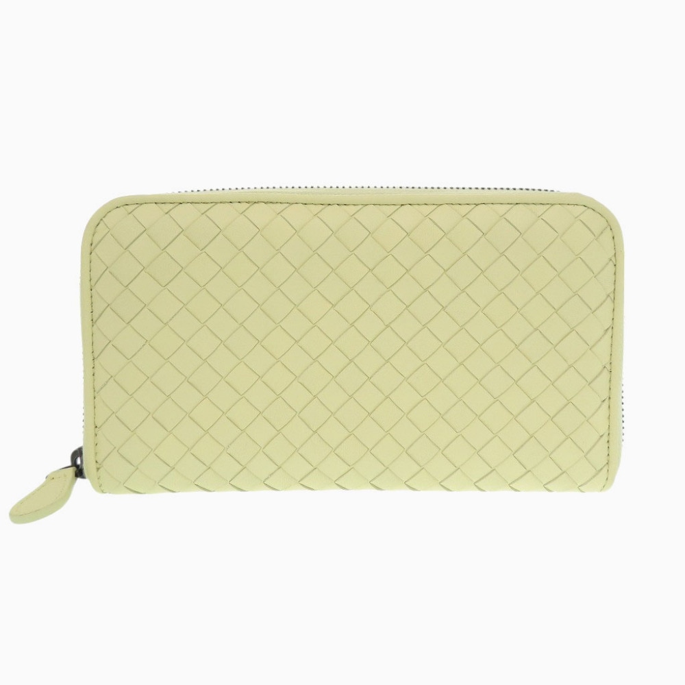 新品同様 ボッテガヴェネタ イントレチャート 長財布 レザー イエロー 1521【中古】BOTTEGAVENETA レディース