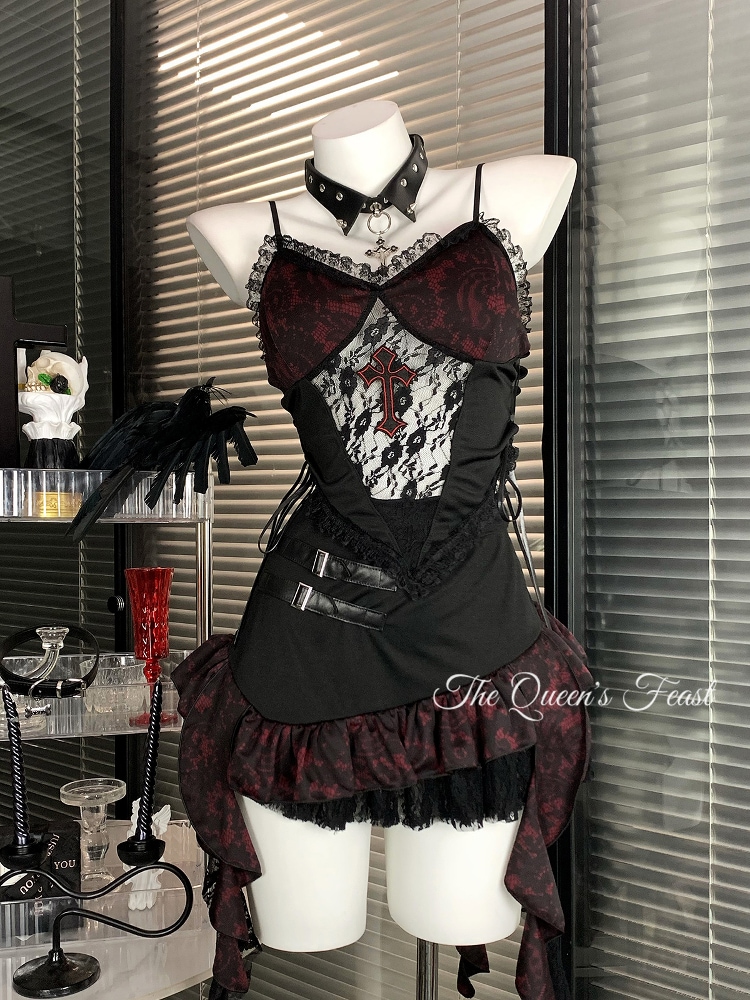 ハロウィン コスプレ 【オリジナルゴシック】十字架セット 不規則スカート ギャル系 ハロウィン衣装
