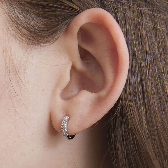 [Silver 925] Bezel Brilliance Hoop Earrings 2色 おしゃれ ピアス 韓国ファッション