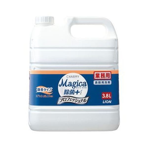 （まとめ）ライオン CHARMY Magica除菌プラス プロフェッショナル 微香スプラッシュオレンジ 業務用 3.8L 1本5セットキッチン用洗剤