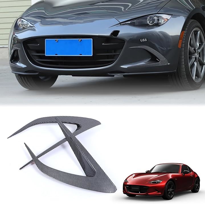 互換品 新型 マツダ ロードスター ND系 ガーニッシュ フロントフェイスデコレーションバー ABS製 取付簡単 貼付タイプ 装飾フレーム 外装パーツ カスタム カー用品 (カーボン調)