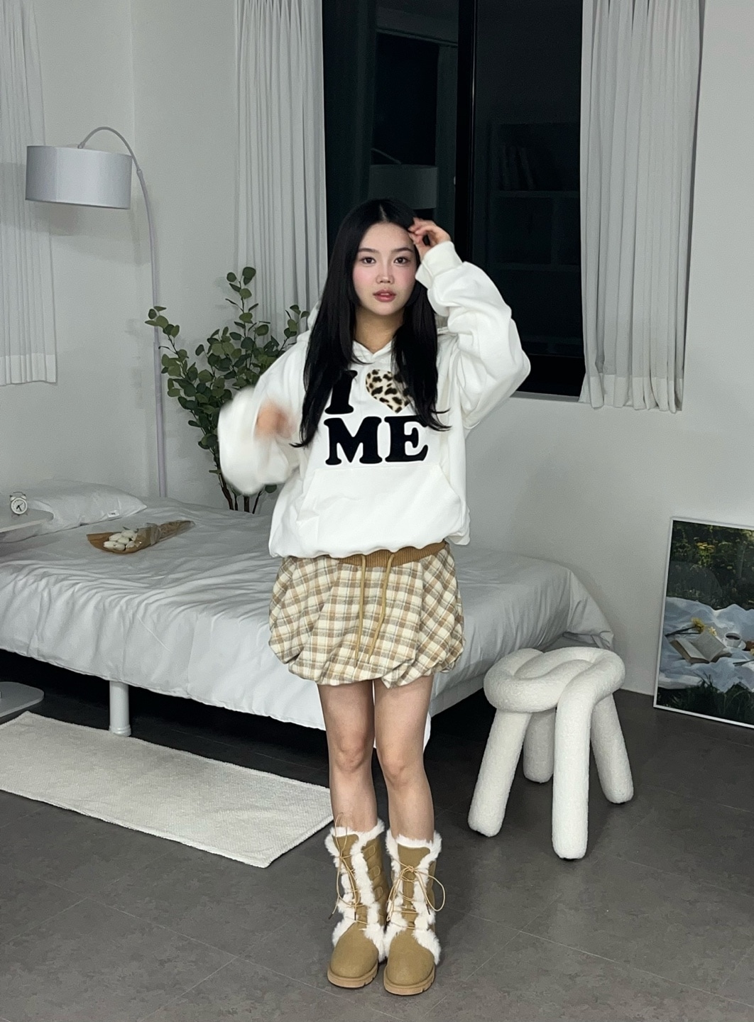 起毛 チェック 配色 バルーン スカート 5,238円