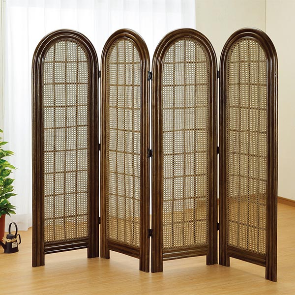 衝立 4連 ラタン パーテーション 籐家具 高さ160cm