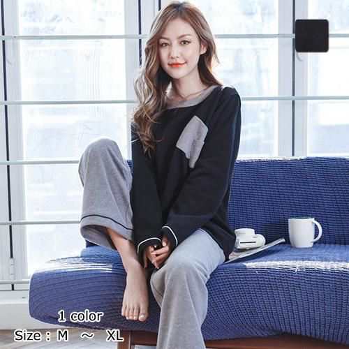 【グラシア】 ルームウェア モコモコ パジャマ 部屋着 シンプル オーバーサイズ ロング ブラック M L XL 5,432円