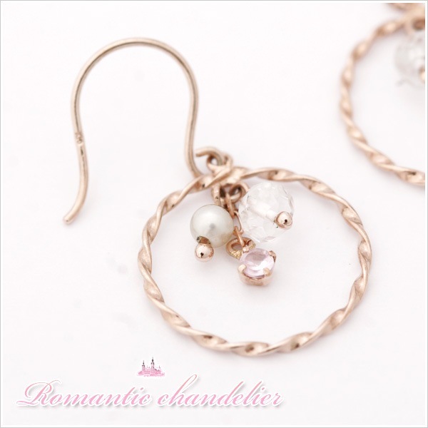 K10PG ピンクトルマリン パール キュービックジルコニア フックピアス 発送目安２-３週間