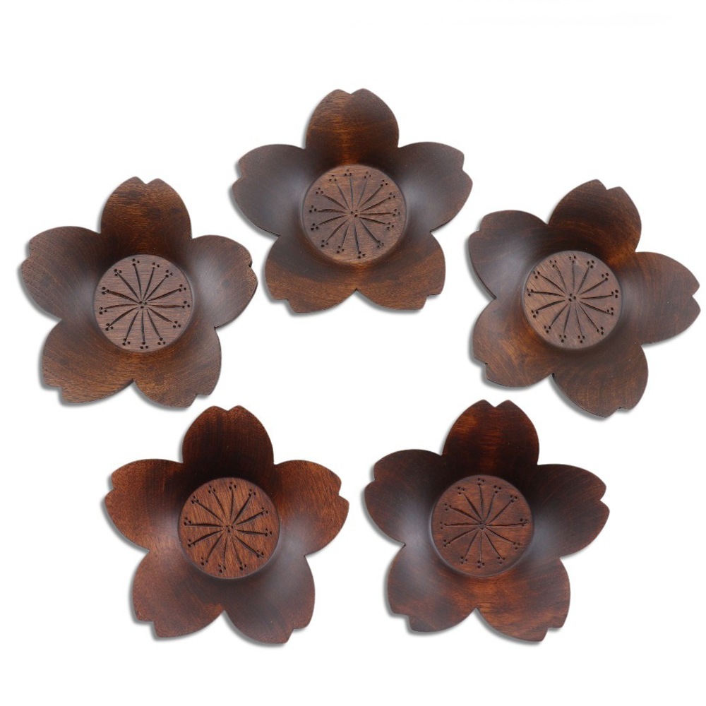 OSAKAYA 大坂屋家具店 軽井沢彫 茶托 桜 5枚セット 食器 _ 中古品 A+ランク