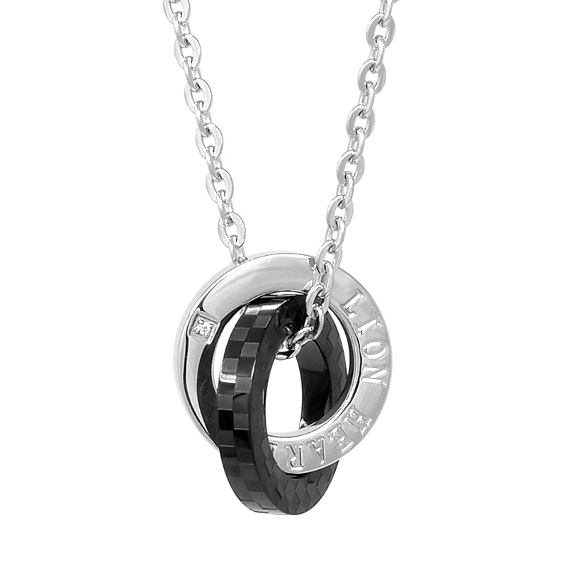 LH-1 ステンレス ラージダブルリングネックレス (ブラック) 04N135SM ネックレス メンズ ブランド プレゼント 誕生日