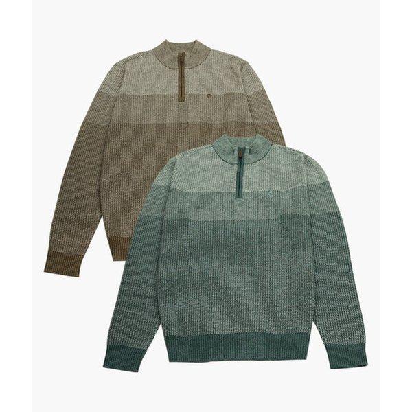 ストライプ組織ハーフジップセーターPPKR3303 9,140円