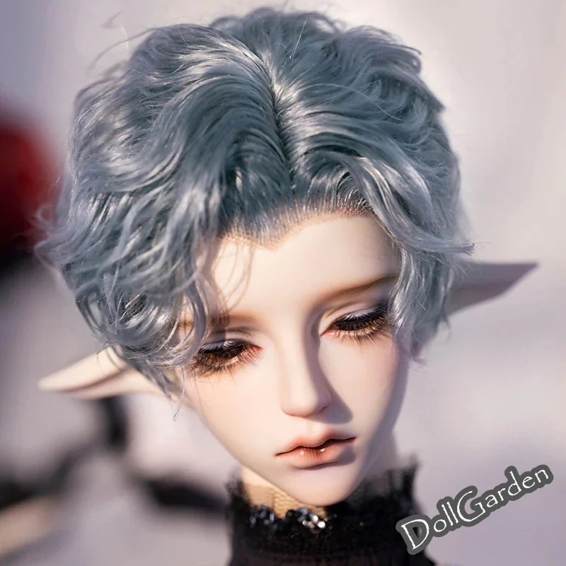 BJD 1/3 ドール ウィッグ モヘア ショート パーマ 富士額 白 黒 赤 紫 ゴールド ピンク ブラウン グレーブルー SD/小顔sdサイズ球体関節人形用ウィッグ