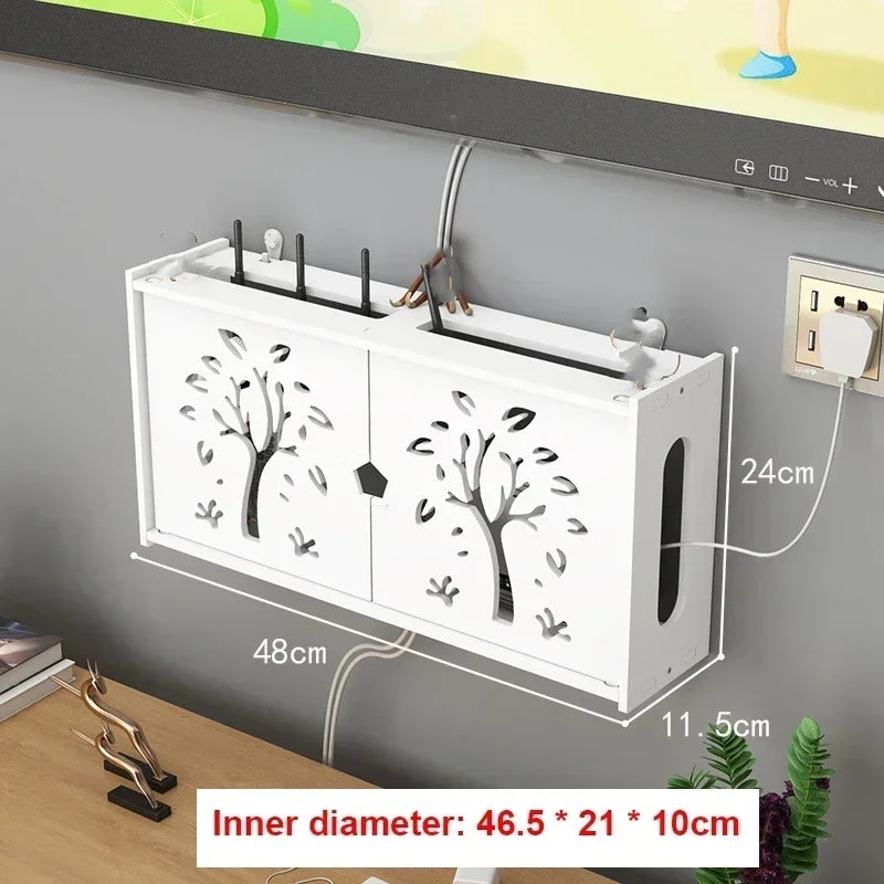 壁に取り付けられた収納棚,Wi-Fi付きワイヤレスルーター棚,ダブルレイヤー,リビングルーム用 25- 48cm Facai tree