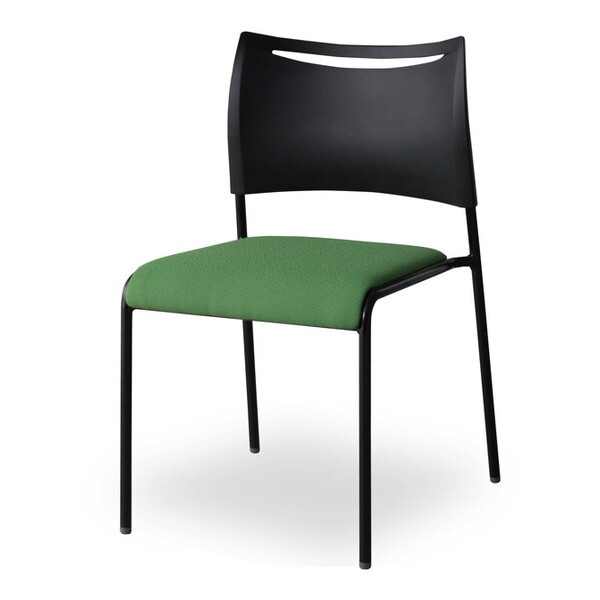 4本脚ミーティングチェア ブラックフレーム 布張 グリーン LTS-4-B-F-GR 1脚 メーカー直送