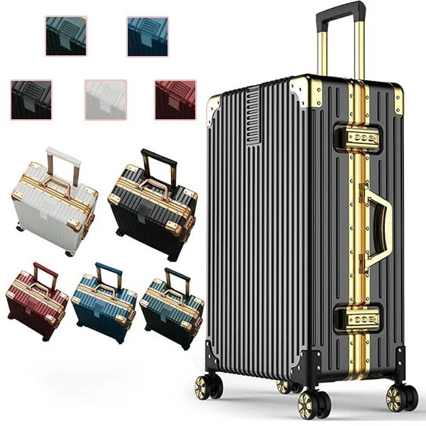 アルミサッシ製スーツケース 小さい清新 可愛い 韓国 キャリーケース超軽量静音ユニバーサルホイール 女性の カップホルダー付きスーツケース 大容量スーツケース