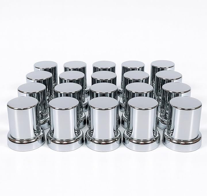 ナットキャップ ホイールナットカバー 33mm ISO ABS素材 クロームメッキ フロント/リア 高さ61mm 10穴用 大型トラック ダンプ デコトラ (20個セット(+予備))