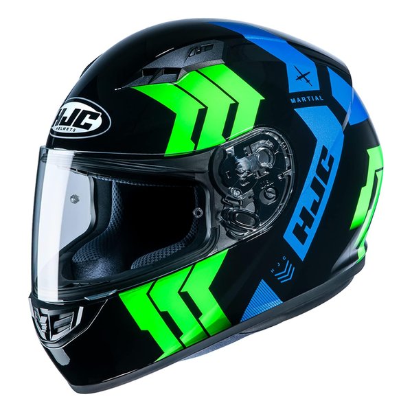 バイクヘルメット HJH212 CS-15 マーシャル ブラック/グリーン/ブルー Sサイズ HJH212BK31S