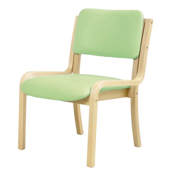 ダイニングチェア/食卓椅子 肘なし グリーン 幅535mm 合皮/合成皮革 スタッキング可 リビング 組立品