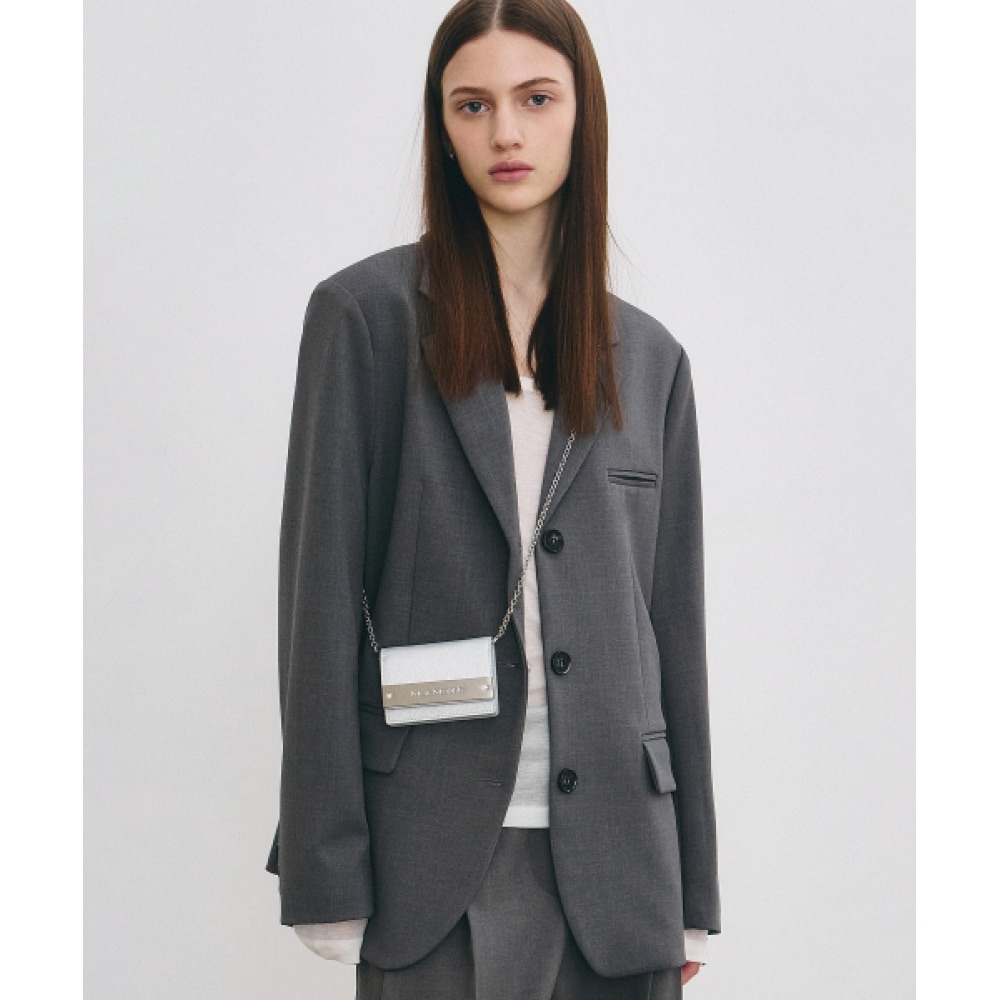 NICK&NICOLE ミニマルクラシックブレザージャケット_グレー