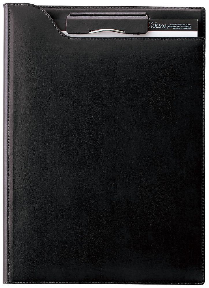 （まとめ買い）zeitVektor クリップファイル A4 （リサイクル皮革製） ブラック ZVF654B [x3]