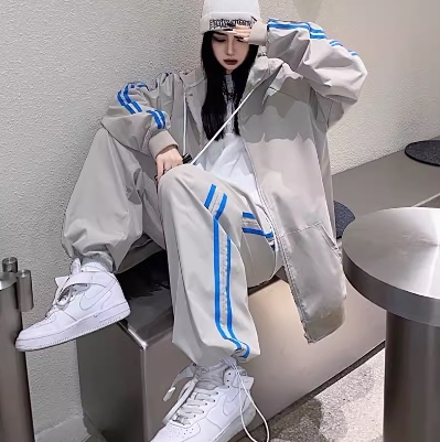 レディース ジャケット パンツ ジャージ 部屋着 セットアップ ナイロンジャケット スウェットパンツ ストリート ファスナー ポケット 前開き ウエストゴム アメカジ カジュアル おしゃれ かっこいい