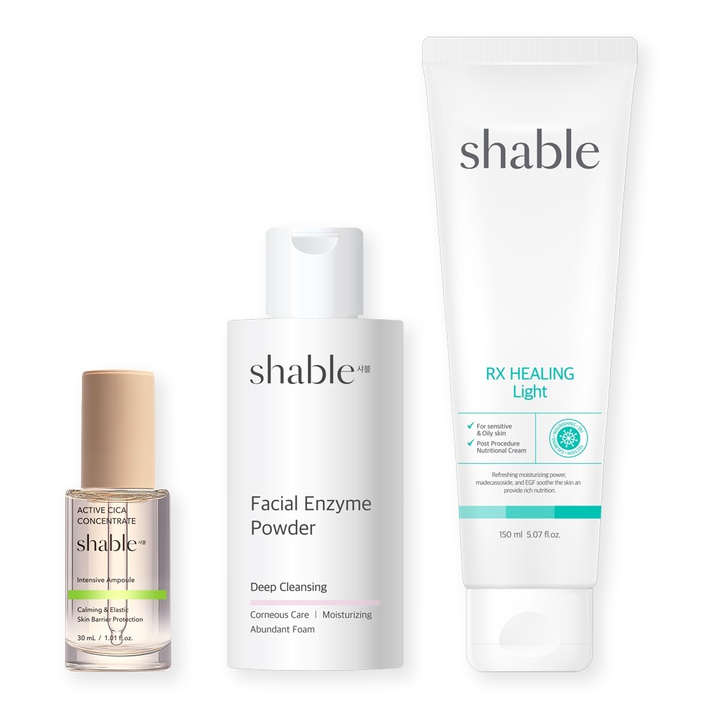 [SHABLE] [樹脂肌3種セット] シャベル3stepエンザイムパウダー+シカアンプル+ヒーリングライト再生クリーム