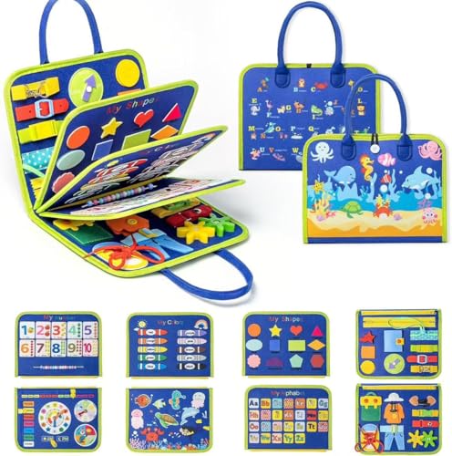 【 限定ブランド】モンテッソーリ玩具 ビジーボード 紐通しおもちゃ 1歳 誕生日プレゼント 0歳 1歳 2歳 3歳 4歳 5歳 もんてっそーり 入園祝い 布絵本 ビジーブック お着替えの練習 知育玩具